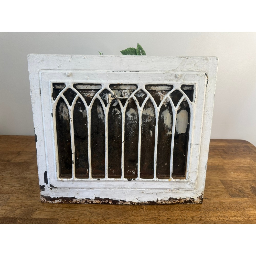 Antique Cast Iron‎ Floor Register Vent Grate Gothic White Farmhouse Decor